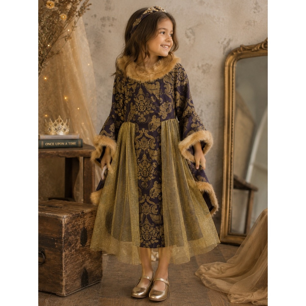 Chasing Fireflies Wishcraft Girls Medieval Queen Purple Damask Costume Dress 14